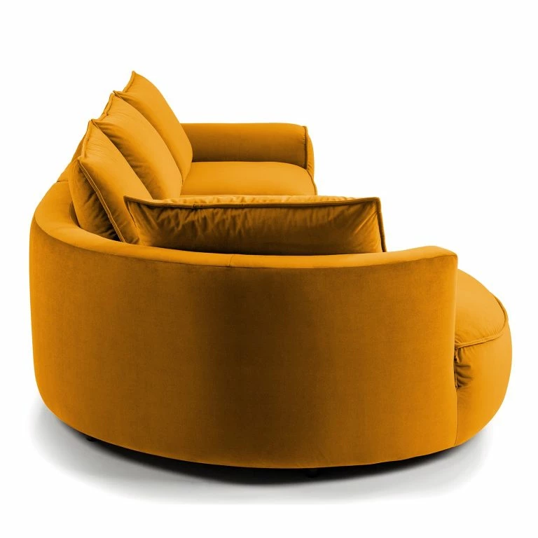 Loftscape Studio Copenhagen Canapé D’angle Buckley I – Velours Shyla: Orange Jaune – Méridienne Courte à Gauche (vue De Face)