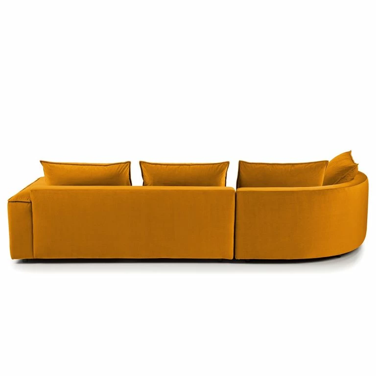 Loftscape Studio Copenhagen Canapé D’angle Buckley I – Velours Shyla: Orange Jaune – Méridienne Courte à Gauche (vue De Face)
