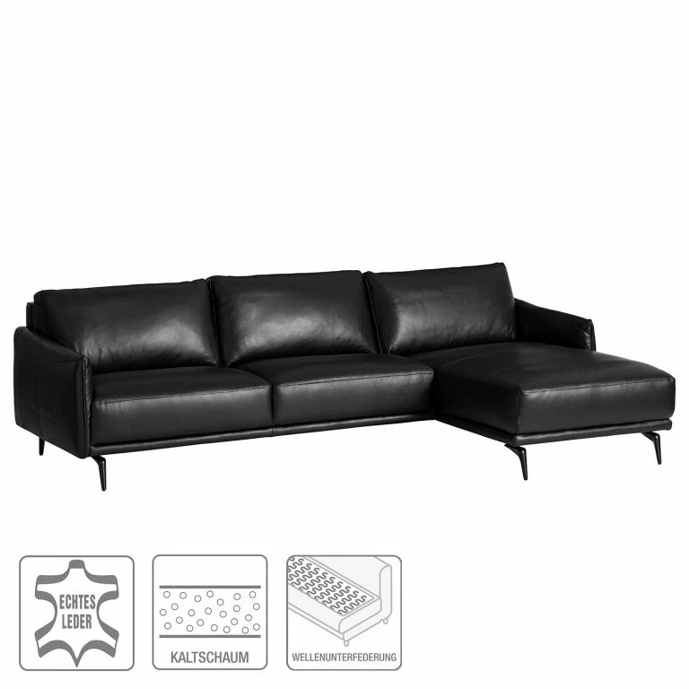 Loftscape Studio Copenhagen Canapé D’angle Harlev – Cuir Véritable – Méridienne Courte à Droite (vue De Face)