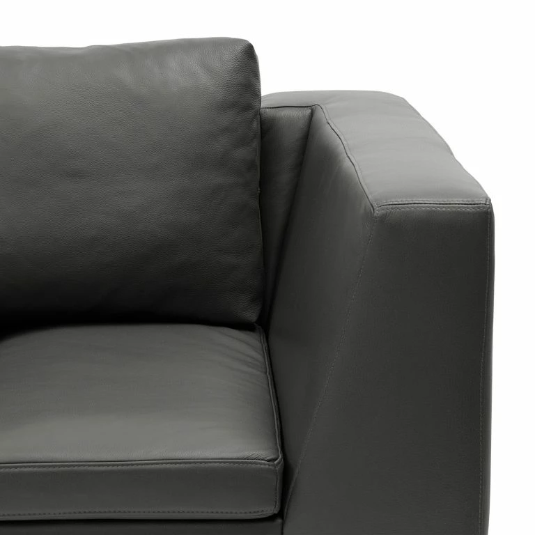 Loftscape Studio Copenhagen Canapé D’angle Madison I – Cuir Véritable Neka : Gris – Largeur : 319 Cm – Méridienne Longue à Gauche (vue De Face)