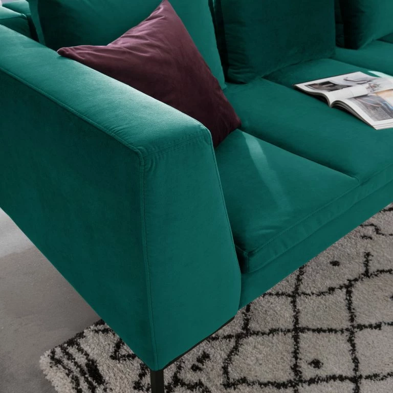 Loftscape Studio Copenhagen Canapé D’angle Madison II – Velours Shyla: Pétrol – Angle à Gauche (vu De Face)