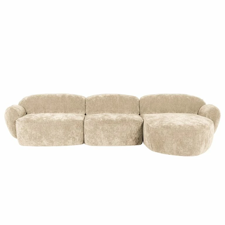 Loftscape Studio Copenhagen Canapé D’angle Vieux Colpo – Microfibre Alana: Créme – Largeur : 344 Cm – Méridienne Courte à Droite (vue De Face)