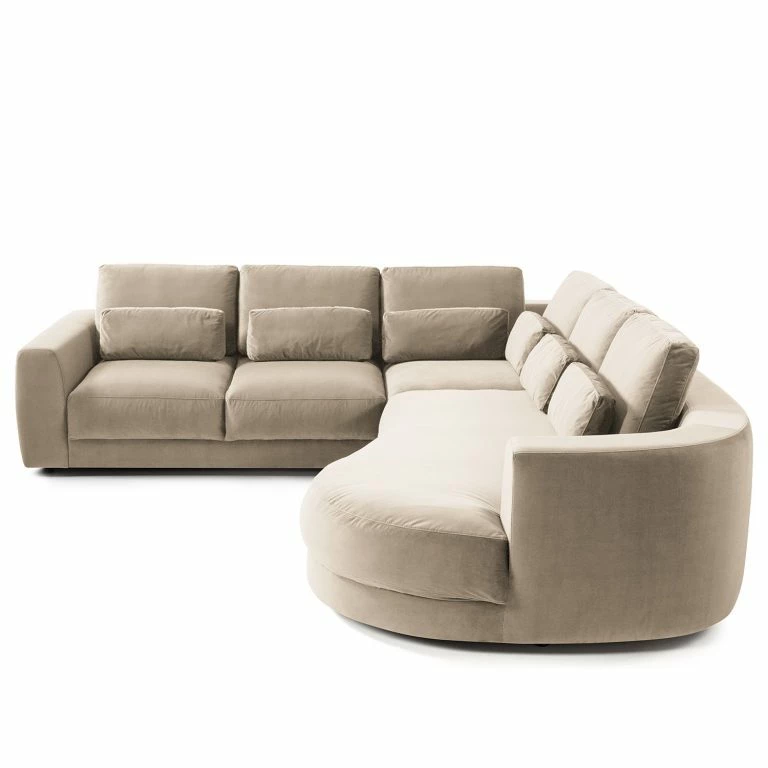 Loftscape Studio Copenhagen Canapé D’angle Willows I – Velours Shyla: Beige – Méridienne Longue à Droite (vue De Face)