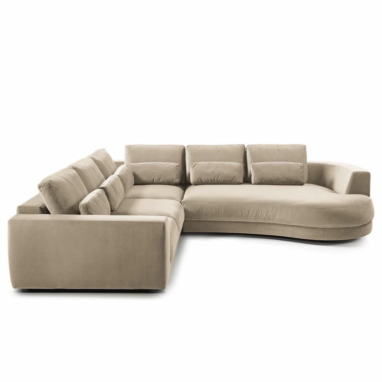 Loftscape Studio Copenhagen Canapé D’angle Willows I – Velours Shyla: Beige – Méridienne Longue à Droite (vue De Face)