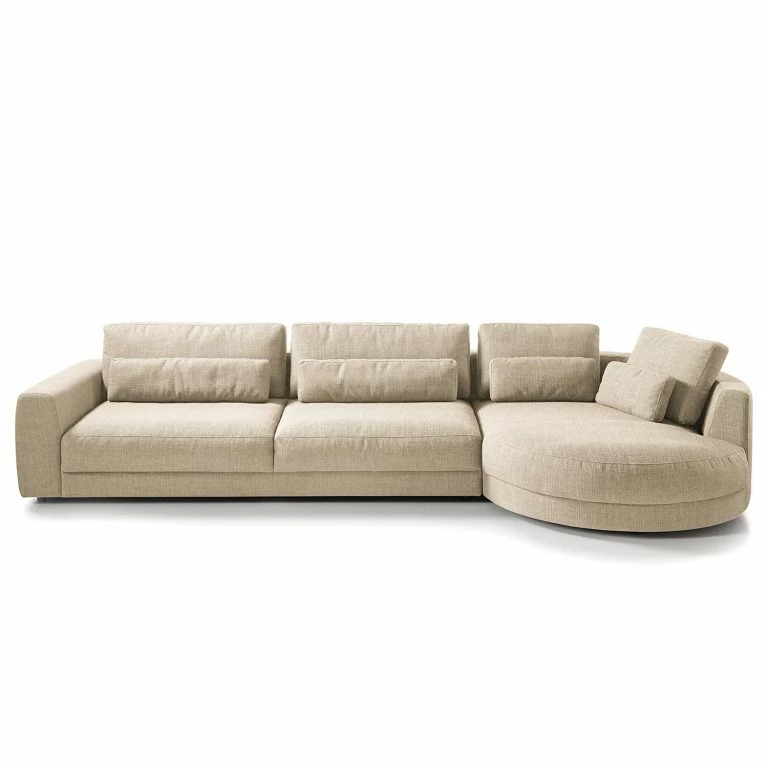 Loftscape Studio Copenhagen Canapé D’angle Willows II – Tissu Amila: Beige – Méridienne Longue à Droite (vue De Face)