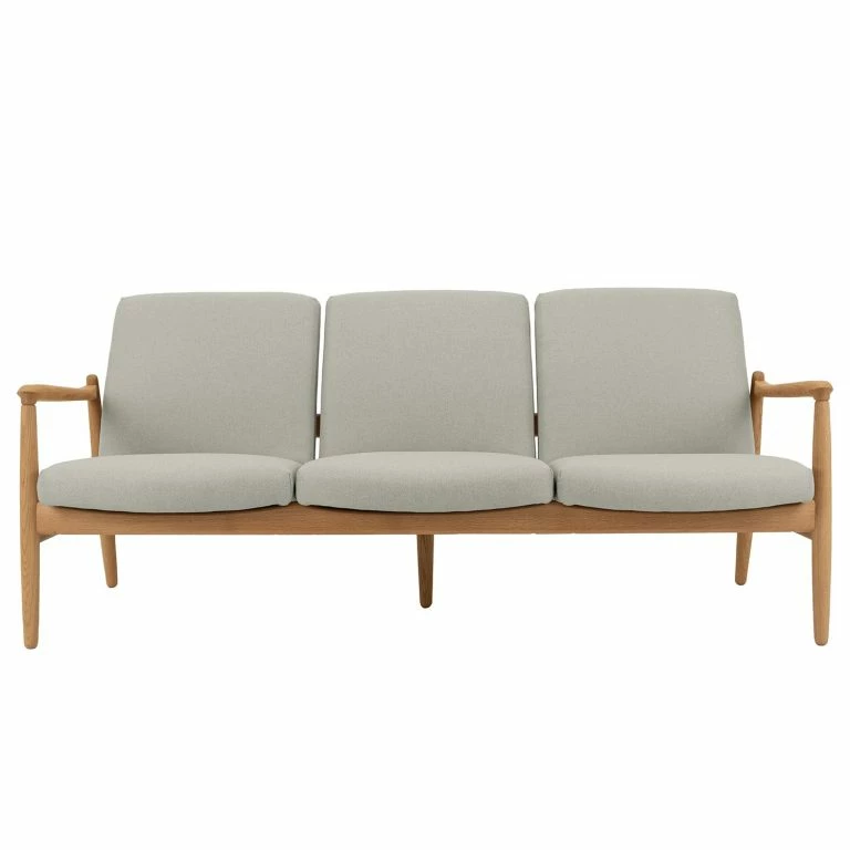 Loftscape Studio Copenhagen Canapé Froid (3 Places) – Tissu – Tissu Baca: Gris Clair – Chêne Clair