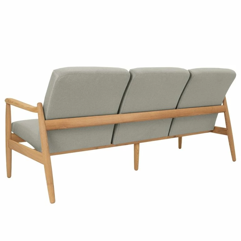 Loftscape Studio Copenhagen Canapé Froid (3 Places) – Tissu – Tissu Baca: Gris Clair – Chêne Clair