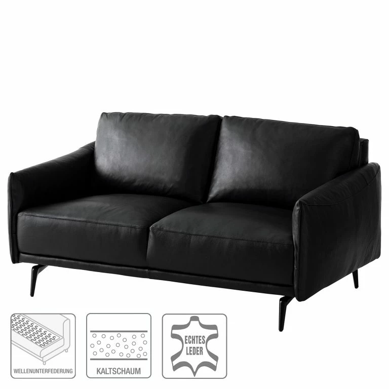 Loftscape Studio Copenhagen Canapé Harlev (2 Places) – Cuir Véritable – Noir