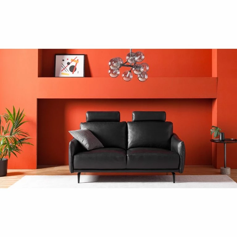 Loftscape Studio Copenhagen Canapé Harlev (2 Places) – Cuir Véritable – Noir