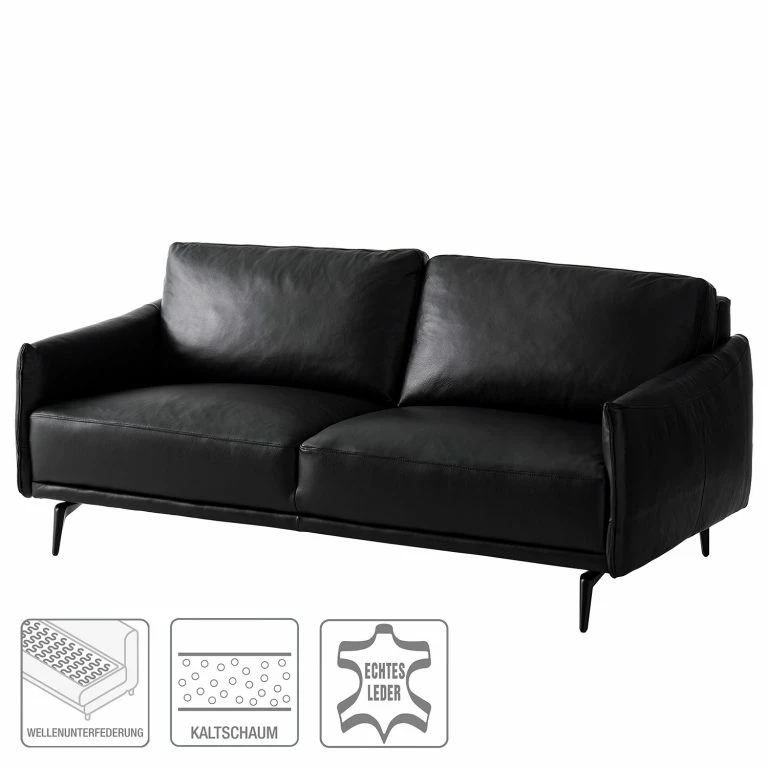 Loftscape Studio Copenhagen Canapé Harlev (3 Places) – Cuir Véritable – Noir