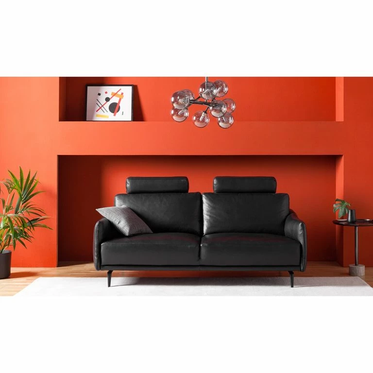 Loftscape Studio Copenhagen Canapé Harlev (3 Places) – Cuir Véritable – Noir