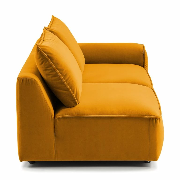 Loftscape Studio Copenhagen Canapé Modulable Buckley I (2/3 Places) – Velours Shyla: Orange Jaune – Accoudoir Monté à Droite (vu De Face)