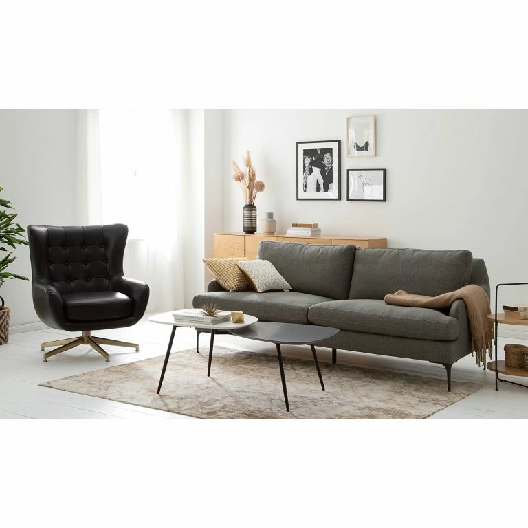 Loftscape Studio Copenhagen Canapé Peritz (3 Places) – Tissu – Gris / Beige