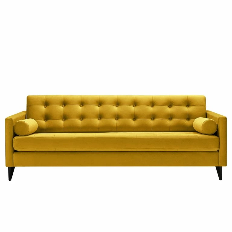 loftscape Studio Copenhagen Canapé Powder (3 places) – Velours Houki: Jaune moutarde – Noir