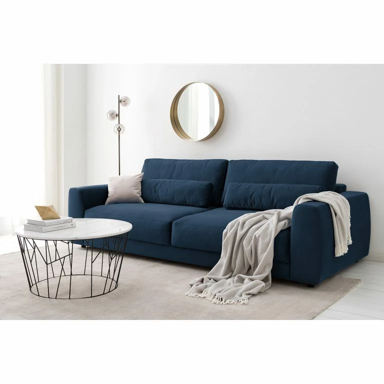 Loftscape Studio Copenhagen Canapé Willows (3 Places) – Velours Shyla: Bleu Foncé