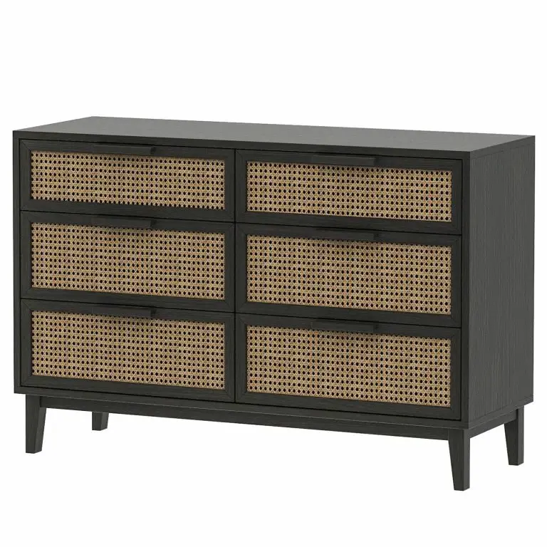 loftscape Studio Copenhagen Commode Canee III – Cannage / Placage en bois véritable – Naturel / Chêne noir