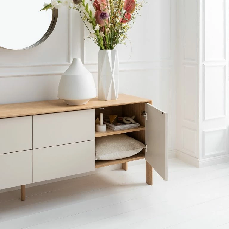 Loftscape Studio Copenhagen Enfilade Maayka II – Partiellement En Chêne Massif – Blanc / Chêne Clair
