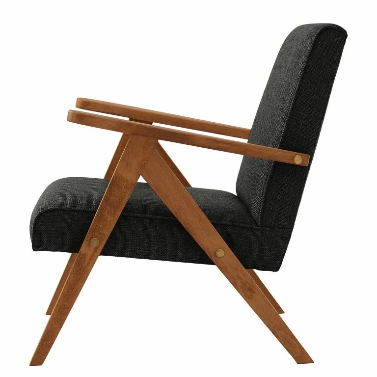 Loftscape Studio Copenhagen Fauteuil Auklet – Tissu – Tissu Anait: Noir – Hêtre Clair