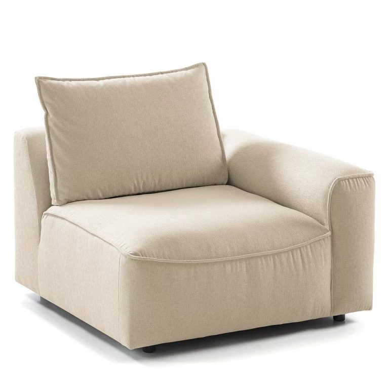 loftscape Studio Copenhagen Fauteuil Buckley I – Tissu Saia: Beige – Accoudoir monté à droite (vu de face)