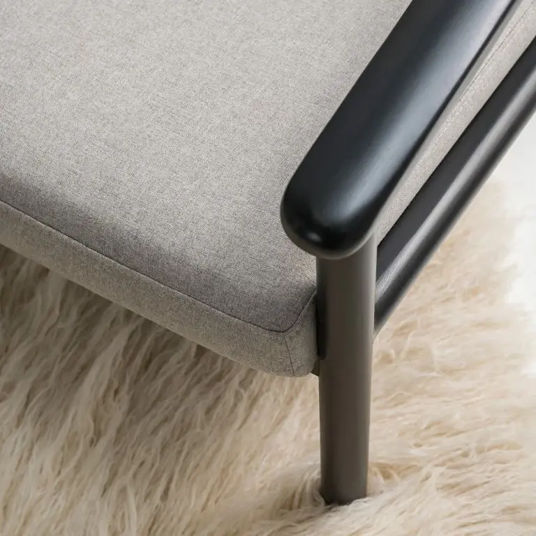 Loftscape Studio Copenhagen Fauteuil Etah – Tissu / Hêtre Massif – Gris / Noir