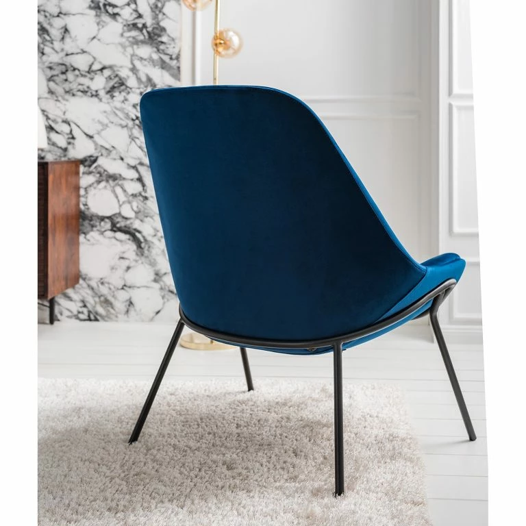 Loftscape Studio Copenhagen Fauteuil Evie II – Velours / Métal – Bleu Foncé / Noir