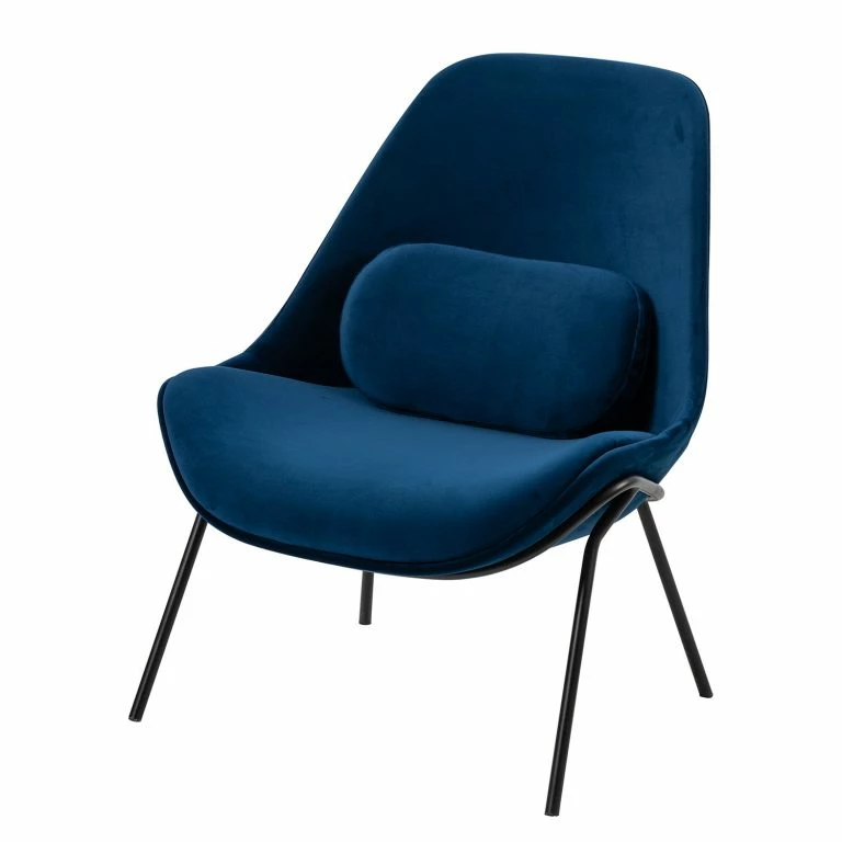 loftscape Studio Copenhagen Fauteuil Evie II – Velours / Métal – Bleu foncé / Noir
