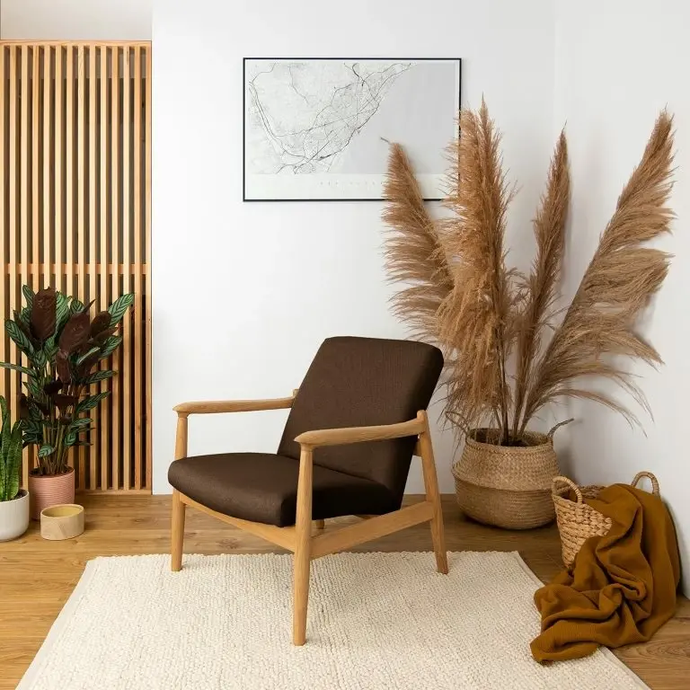 Loftscape Studio Copenhagen Fauteuil Froid – Tissu – Tissu Baca: Marron – Chêne Clair