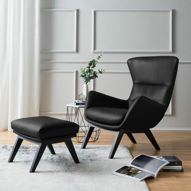Loftscape Studio Copenhagen Fauteuil Hepburn I – Cuir Véritable Neka : Noir – Noir