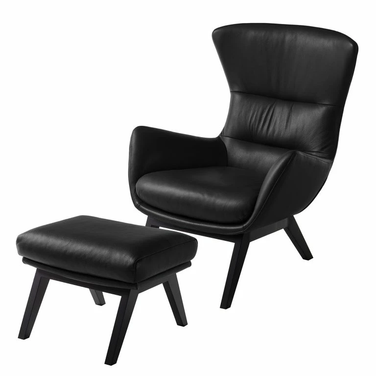 Loftscape Studio Copenhagen Fauteuil Hepburn I – Cuir Véritable Neka : Noir – Noir