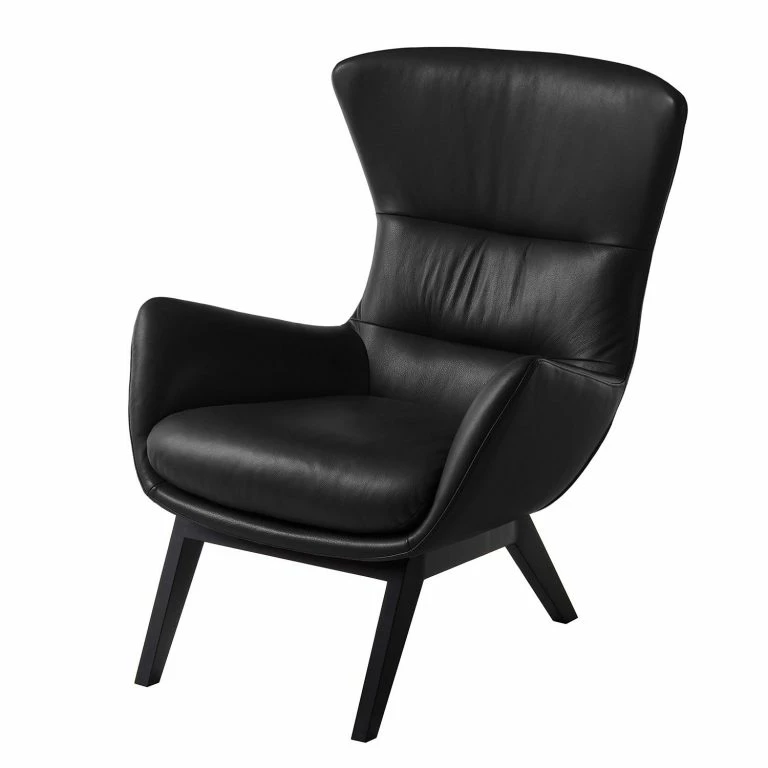 loftscape Studio Copenhagen Fauteuil Hepburn I – Cuir véritable Neka : Noir – Noir