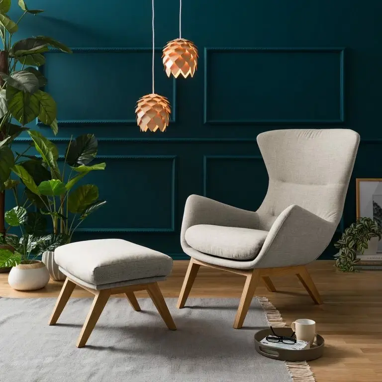 Loftscape Studio Copenhagen Fauteuil Hepburn I – Tissu Milan : Beige – Chêne Foncé