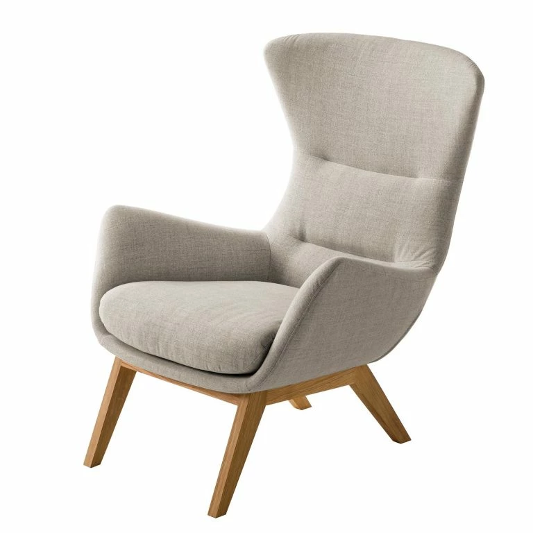 Loftscape Studio Copenhagen Fauteuil Hepburn I – Tissu Milan : Beige – Chêne Foncé
