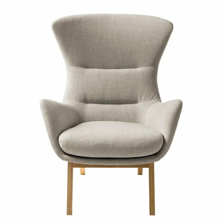 Loftscape Studio Copenhagen Fauteuil Hepburn I – Tissu Milan : Beige – Chêne Foncé