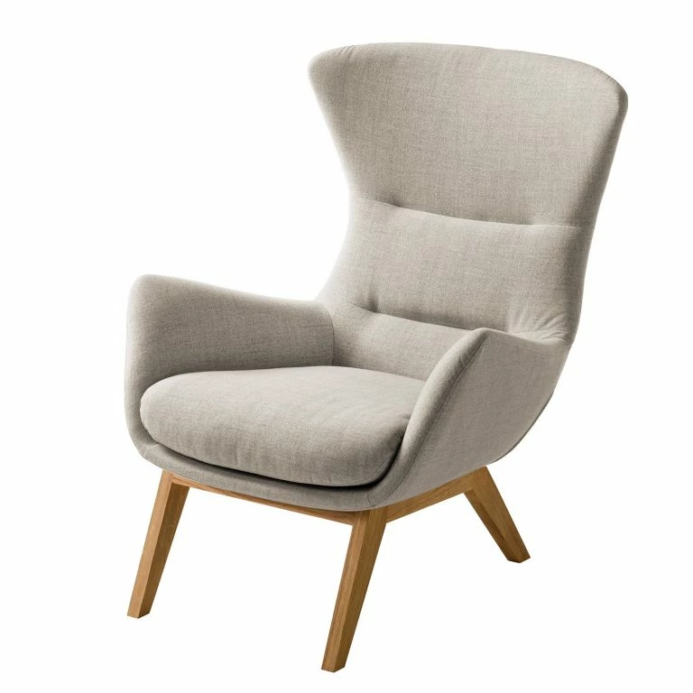loftscape Studio Copenhagen Fauteuil Hepburn I – Tissu Milan : Beige – Chêne foncé