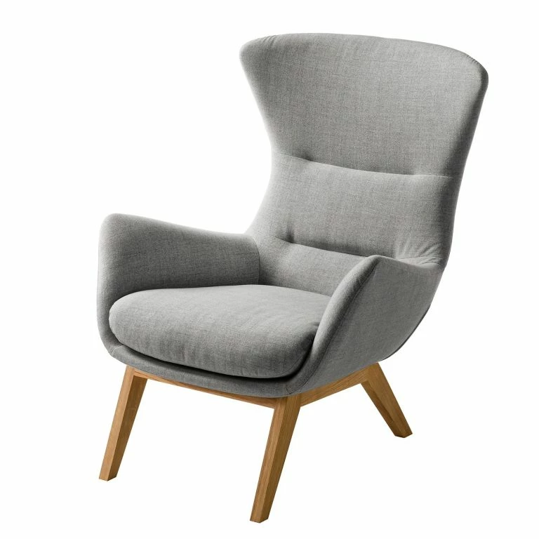 loftscape Studio Copenhagen Fauteuil Hepburn I – Tissu Milan : Gris clair – Chêne foncé