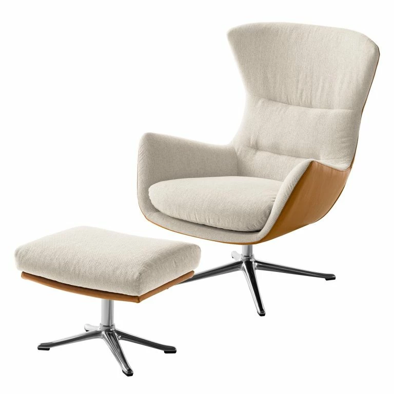 Loftscape Studio Copenhagen Fauteuil Hepburn III – Beige / Cognac – Chrome Brillant