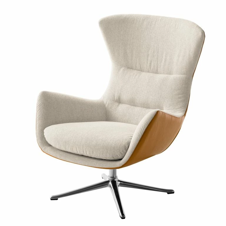 loftscape Studio Copenhagen Fauteuil Hepburn III – Beige / Cognac – Chrome brillant