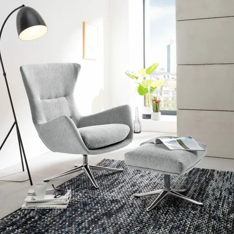 Loftscape Studio Copenhagen Fauteuil Hepburn III – Tissu Saia: Gris Clair – Chrome Brillant