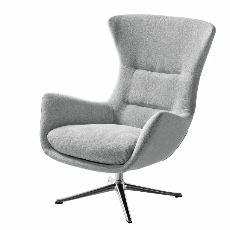 loftscape Studio Copenhagen Fauteuil Hepburn III – Tissu Saia: Gris clair – Chrome brillant
