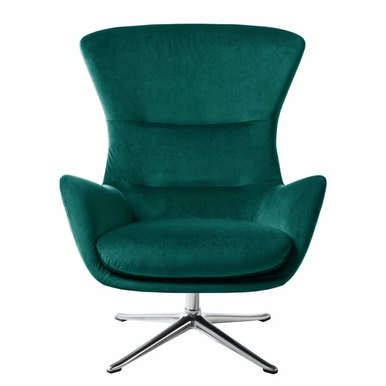 Loftscape Studio Copenhagen Fauteuil Hepburn III – Velours Shyla: Pétrol – Chrome Brillant
