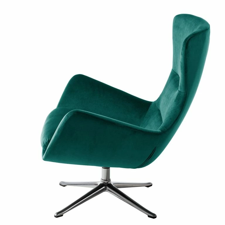 Loftscape Studio Copenhagen Fauteuil Hepburn III – Velours Shyla: Pétrol – Chrome Brillant