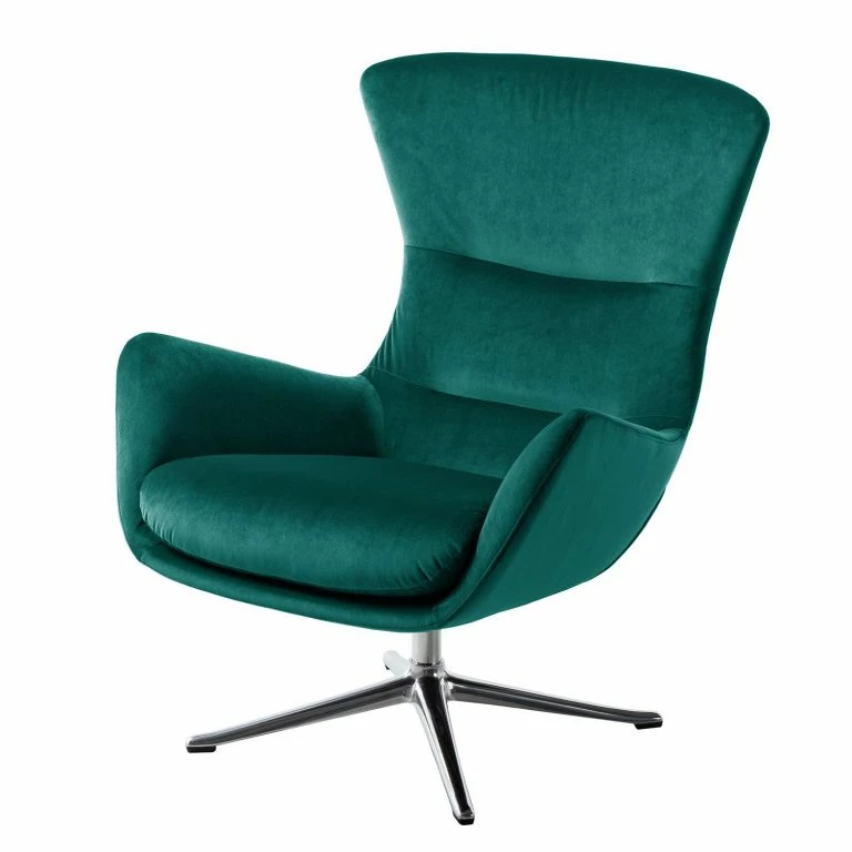 loftscape Studio Copenhagen Fauteuil Hepburn III – Velours Shyla: Pétrol – Chrome brillant