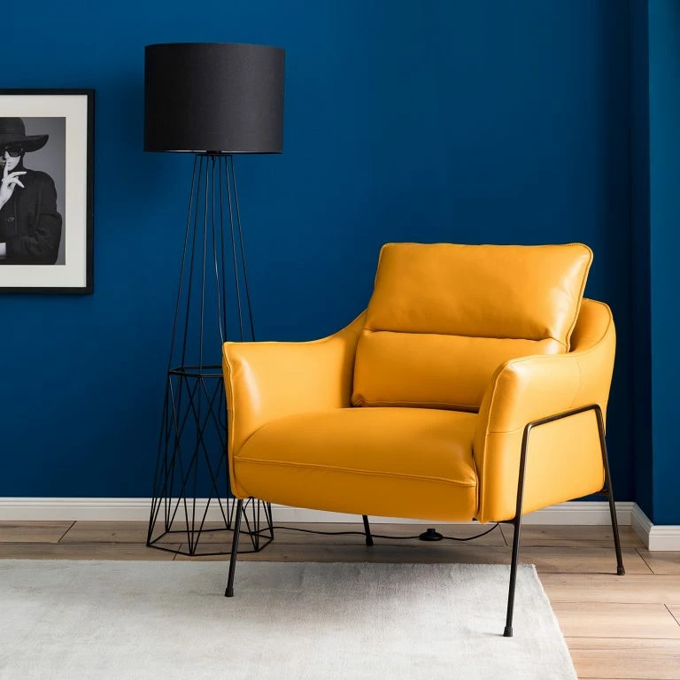 Loftscape Studio Copenhagen Fauteuil Knokke II – Cuir Véritable – Jaune Doré
