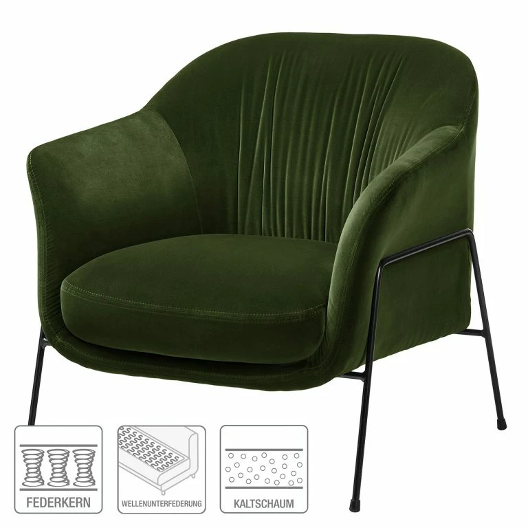 Loftscape Studio Copenhagen Fauteuil Lubz – Velours – Vert Foncé