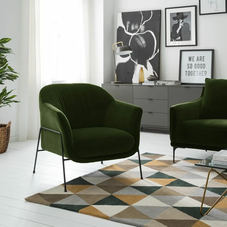 Loftscape Studio Copenhagen Fauteuil Lubz – Velours – Vert Foncé