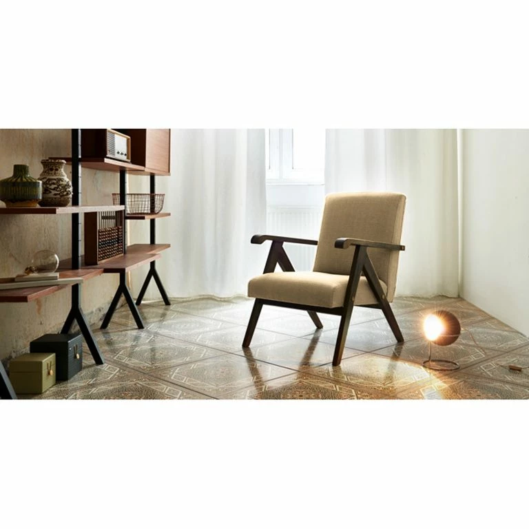 Loftscape Studio Copenhagen Fauteuil Monklet – Tissu – Tissu Ekta: Cappuccino – Hêtre Foncé