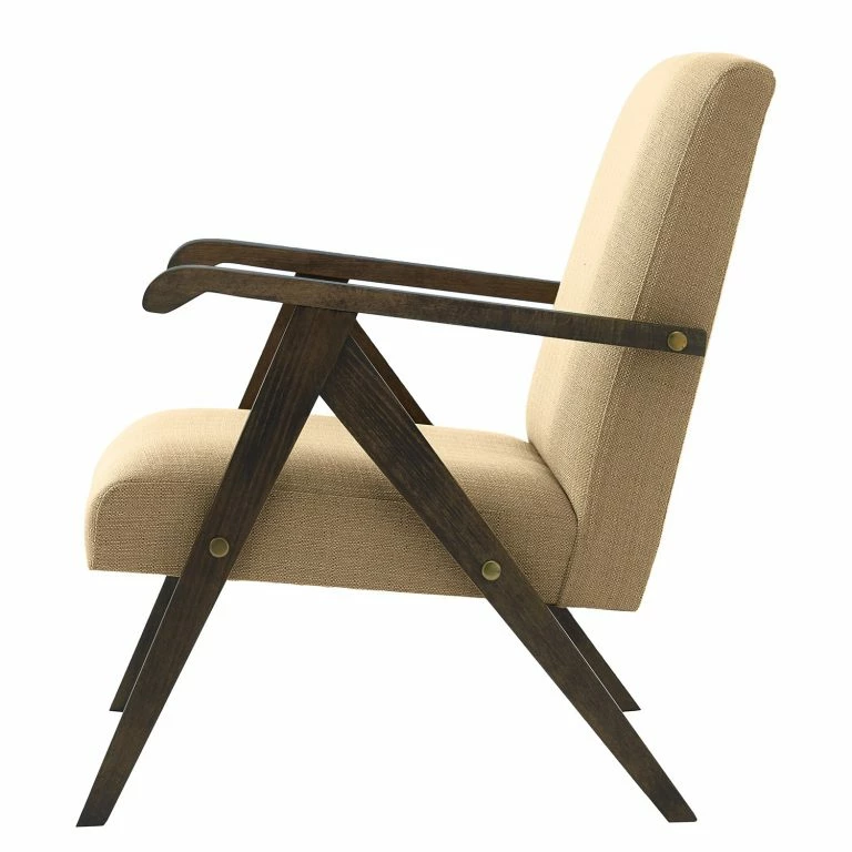 Loftscape Studio Copenhagen Fauteuil Monklet – Tissu – Tissu Ekta: Cappuccino – Hêtre Foncé