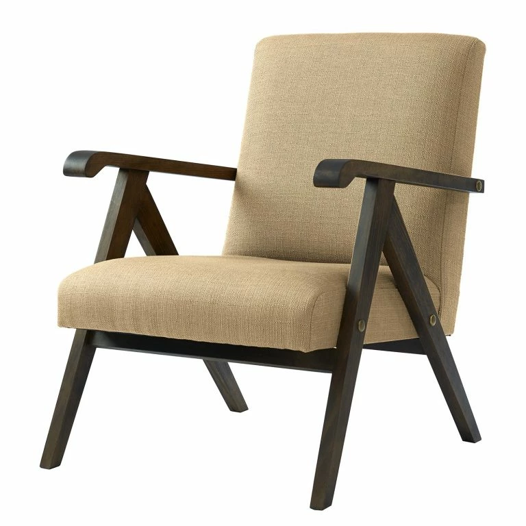loftscape Studio Copenhagen Fauteuil Monklet – Tissu – Tissu Ekta: Cappuccino – Hêtre foncé