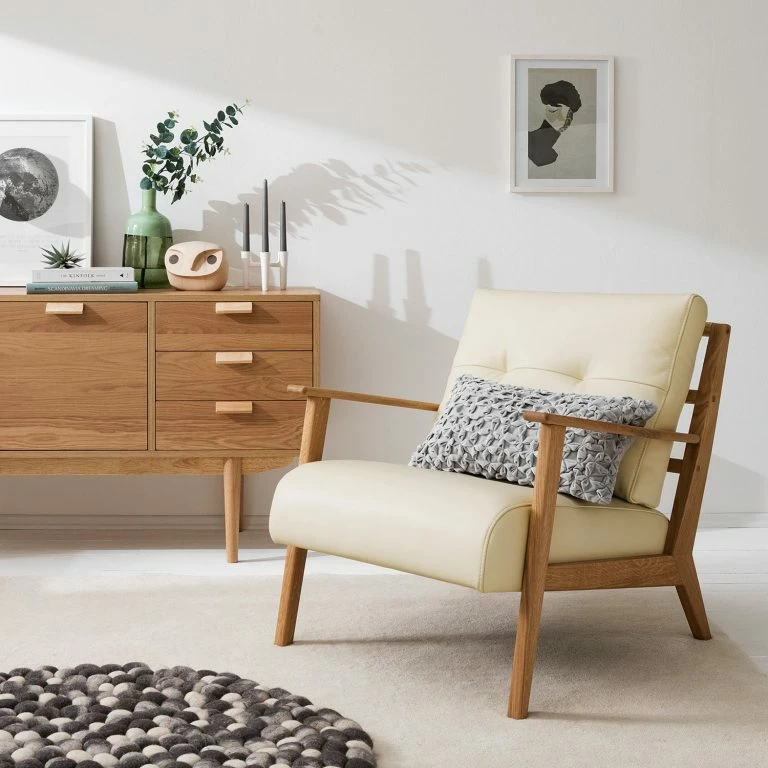 Loftscape Studio Copenhagen Fauteuil TIMON – Cuir Véritable Neka : Crème