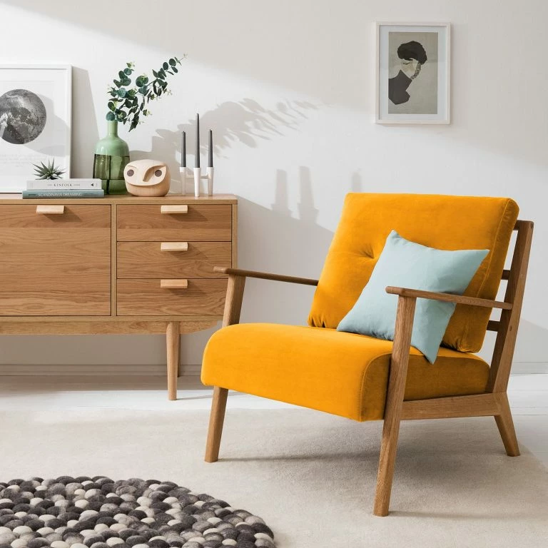 Loftscape Studio Copenhagen Fauteuil TIMON – Velours Shyla: Jaune Moutarde